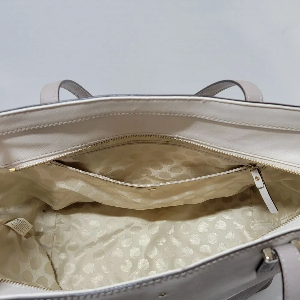 Kate‎ Spade Large Grand Street Harmony Colorblock Tote in Cream and Dove Gray